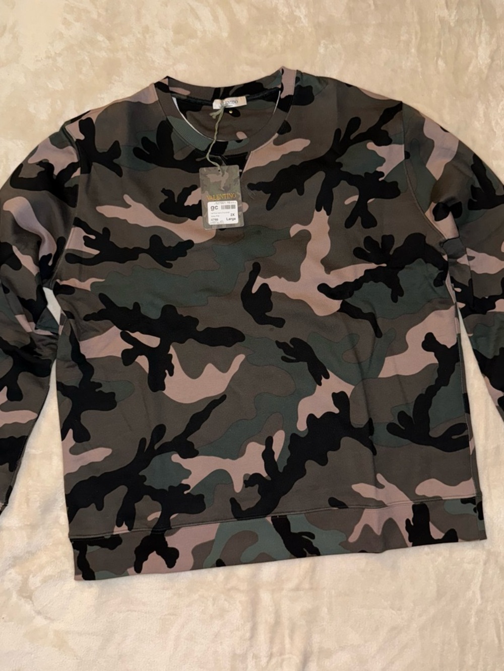 Valentino Camouflage Crewneck Sweatshirt in Olive, Black, Taupe